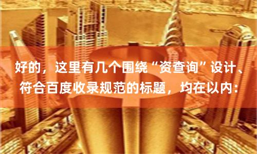 好的，这里有几个围绕“资查询”设计、符合百度收录规范的标题，均在以内：